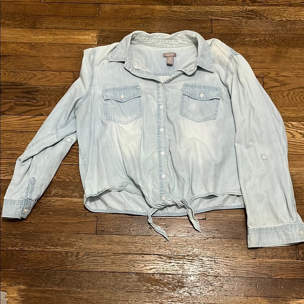 Chicos Light Blue Button-Up Shirt